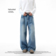 美式 cleanfit猫须裂痕水洗牛仔裤 男春季 NOFUNNULL 复古宽松直筒裤