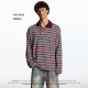 男女学院风慵懒感上衣 复古拼接条纹POLO领卫衣春季 NOFUNNULL 美式