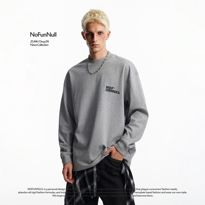 NOFUNNULL260g重磅字母印花长袖t