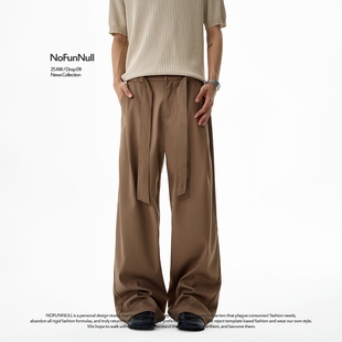NOFUNNULL美式 男秋季 飘带垂坠休闲裤 潮 vibe320gTR混纺液态A字西裤