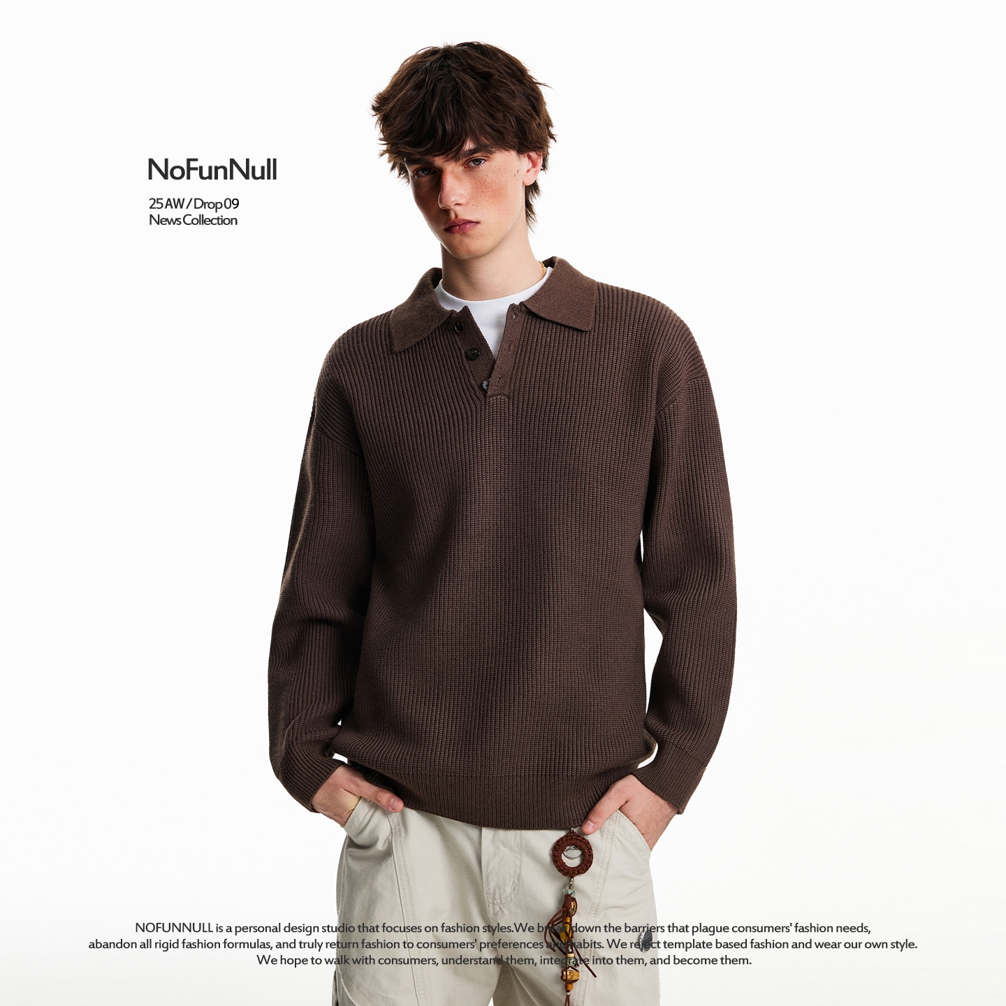 NOFUNNULL老钱风复古POLO衫毛衣