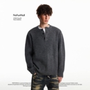 上衣 亨利领纽扣套头毛衣男秋冬宽松休闲圆领针织衫 NOFUNNULL 美式