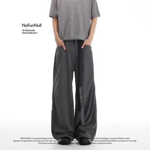 男女春季 NOFUNNULL 美式 复古老钱风垂坠西裤 潮 cleanfit条纹休闲裤