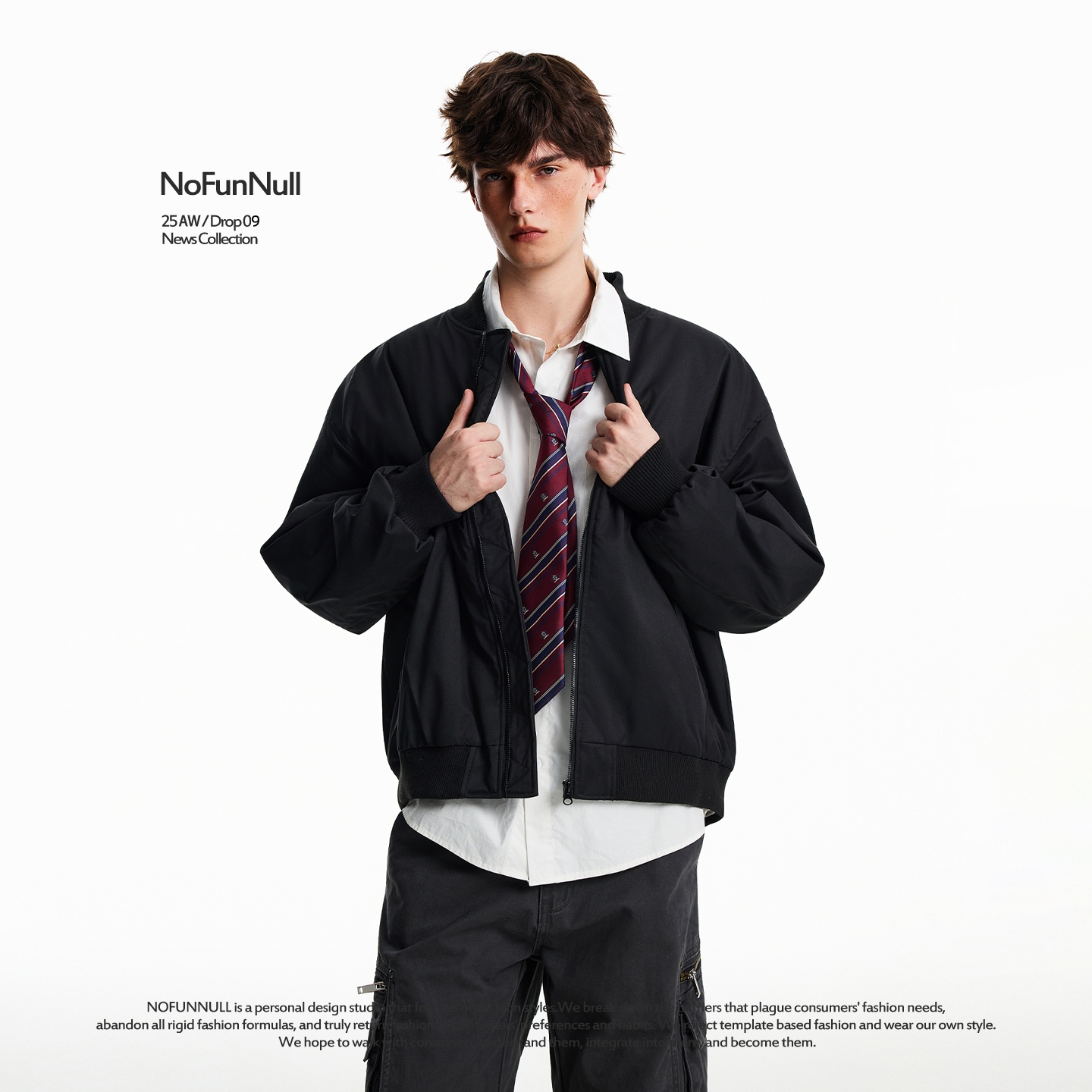 NOFUNNULL美式立领棒球服棉衣潮