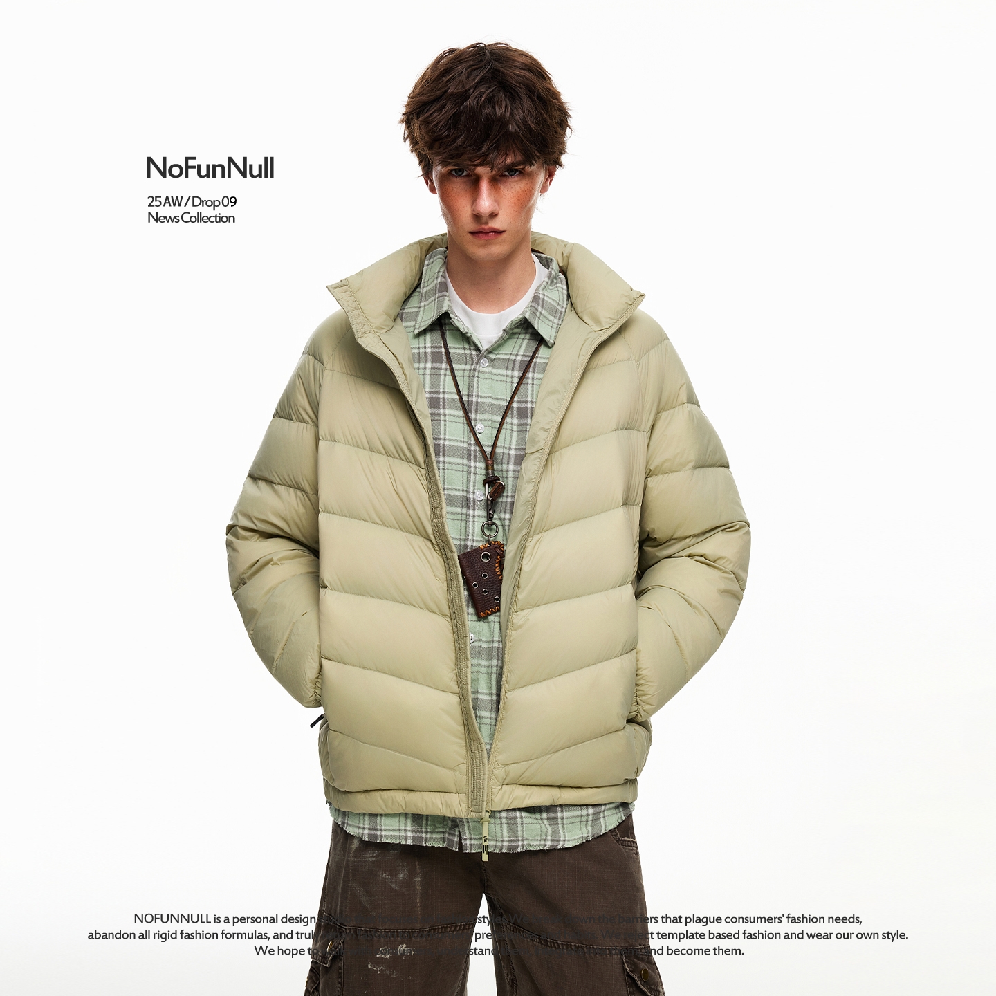 NOFUNNULL轻量立领排骨羽绒服潮