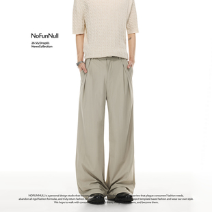 男女抽褶紫装 NOFUNNULL美式 Cleanfit垂感宽松直筒A字裤 春季 休闲裤