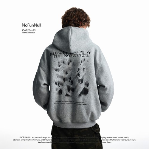 NOFUNNULL400g重磅印花开衫卫衣