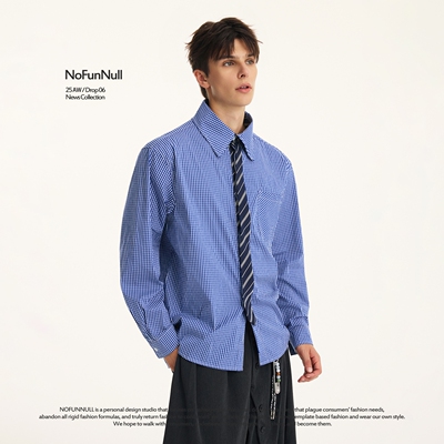 NOFUNNULL假两件领带长袖衬衫潮
