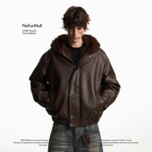 NOFUNNULL 复古座山雕皮衣棉服冬季 男女设计感加绒加厚保暖外套潮