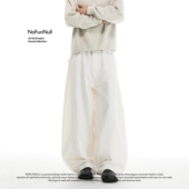 美式 vibe铆钉泮腰带装 饰休闲裤 NOFUNNULL 男女春垂坠弯刀阔腿裤 潮