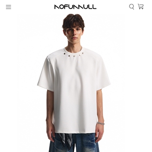 t恤男设计感cleanfit小领口上衣 NOFUNNULL300g重磅太空液氮棉短袖
