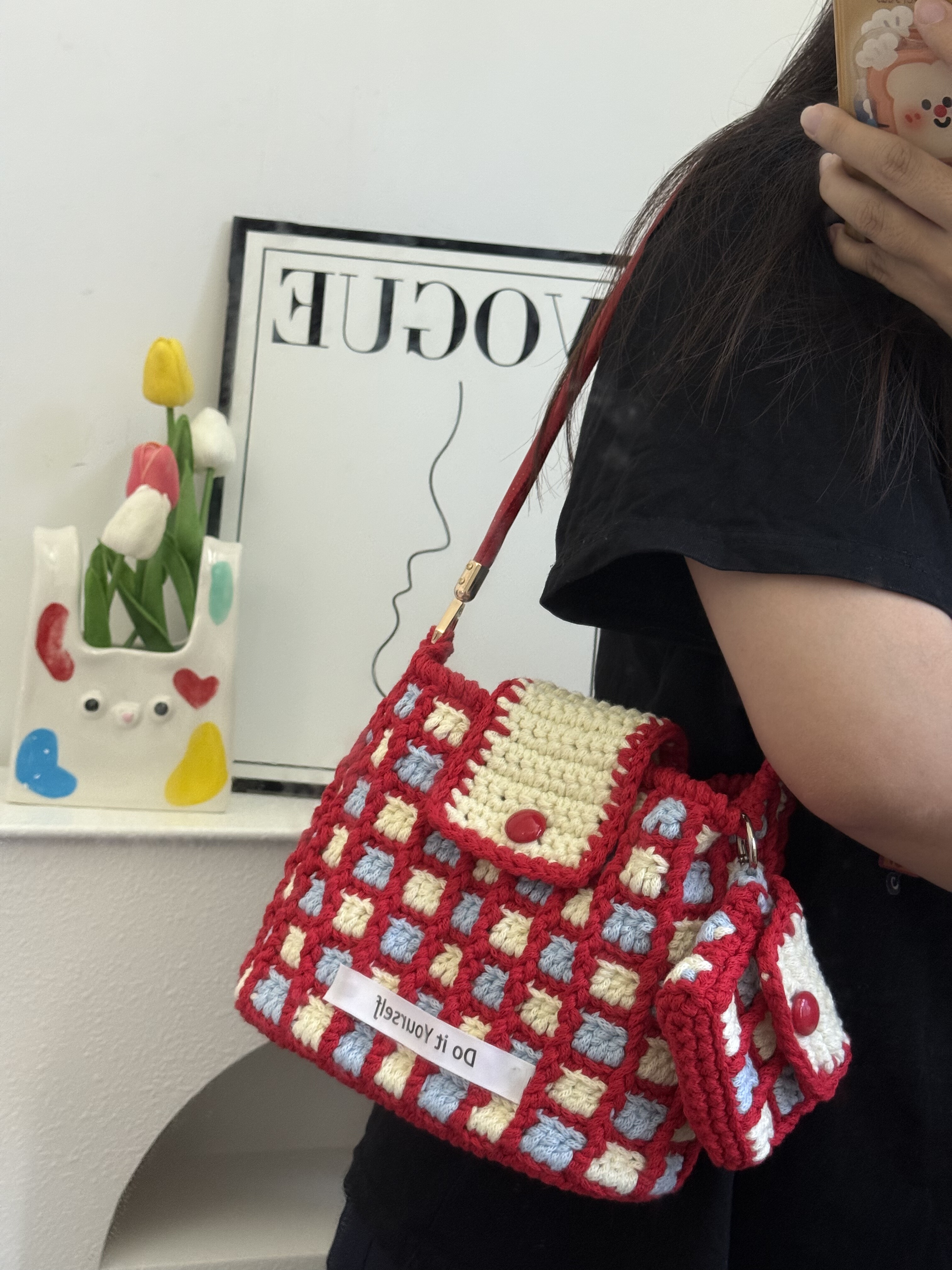 手工编织棋盘格双肩包diy材料包毛线钩针可爱背包送闺蜜礼物,服饰配件/皮带/帽子/围巾,DIY编织材料包,淘宝优惠券,粉丝福利购,淘宝优惠卷