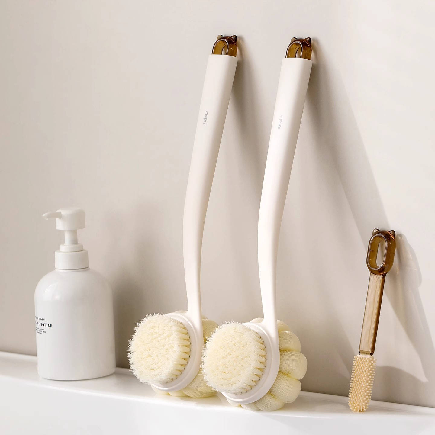 长柄软毛三合一洗澡刷