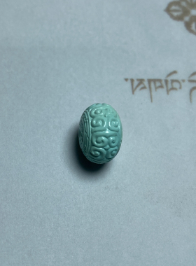 天然原矿绿松石回纹珠配珠圆珠单珠配饰顶珠隔珠腰珠