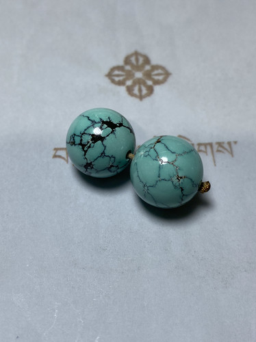 天然原矿绿松石圆珠散珠桶珠三通配珠隔珠高瓷铁线