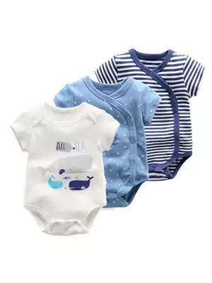 Baby jumpsuit men's summer newborn short-sleeved clothes summer baby jersey cotton triangle