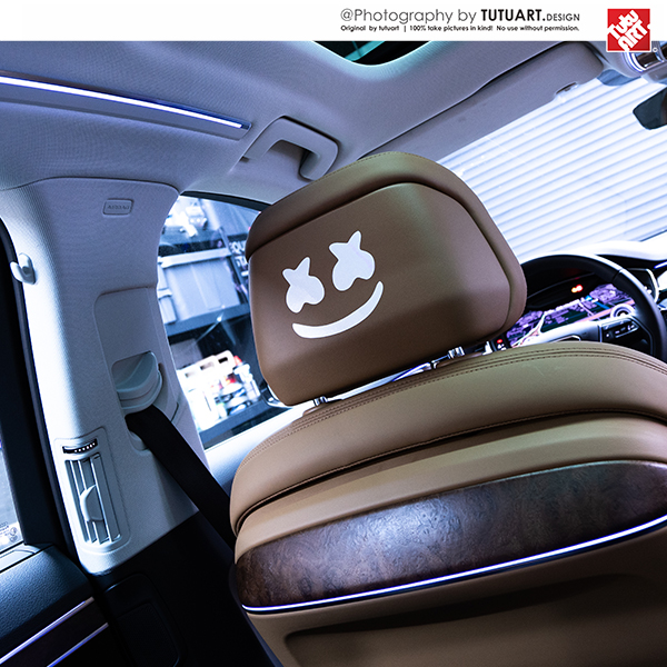 TUTU圖圖車貼 百大DJ电音marsh棉花糖创意潮流车贴内饰个性反光贴