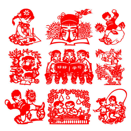 校园文化主题运动剪纸成品