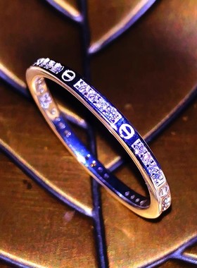 925通体纯银戒指女 圆形镶嵌锆石 时尚简约潮人尾戒 食指搭配环戒