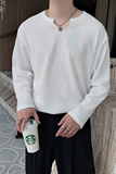 2021秋装宽松超火网红华夫格V领打底衫长袖T恤男B267-T，男装T恤，电商B267