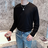 纯色T恤男潮上衣牌ins宽松潮流破洞长袖t恤A369-T，男装T恤，电商B267