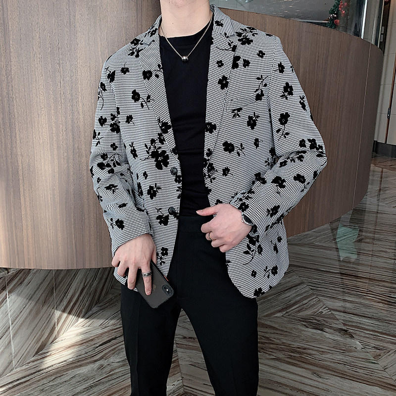 千鸟格韩版西服复古潮流帅气微松休闲西装外套男A369-XZ2035,男装西服,电商B267
