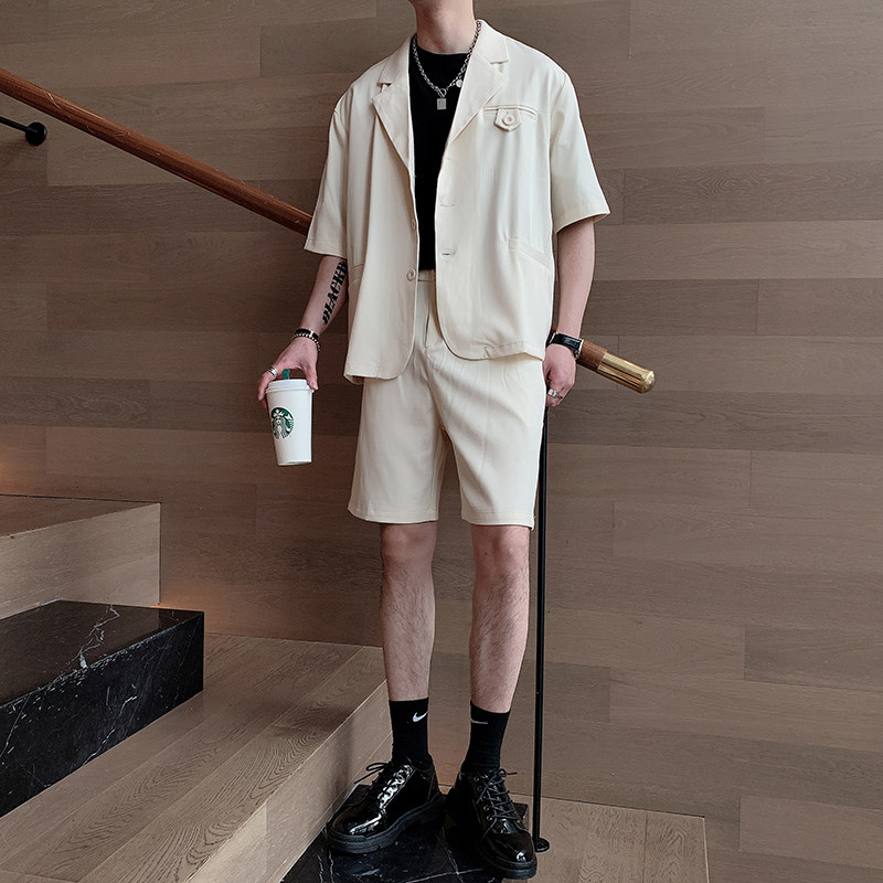 夏季韩版男ins网红西装潮流宽松短袖西服短裤套装A369-TZ005,男装西服,电商B267