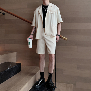 夏季韩版男ins网红西装潮流宽松短袖西服短裤套装A369-TZ005图片