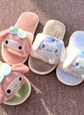 儿童毛拖鞋秋冬女童室内防滑卡通动物女孩家居家用地板毛毛棉拖鞋