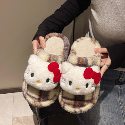 Hello Kitty卡通可爱女童秋冬季棉拖鞋儿童女孩宝宝居家防滑拖鞋