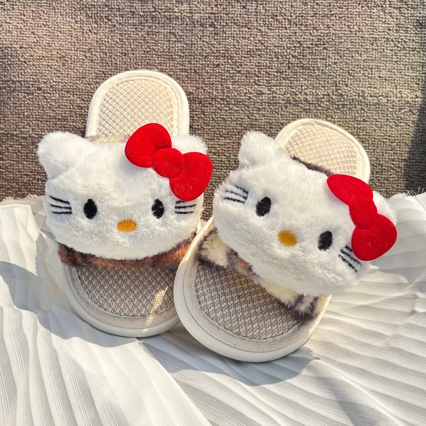 Hello Kitty儿童春秋亚麻拖鞋女童卡通可爱居家防滑女孩四季棉麻,童鞋/婴儿鞋/亲子鞋,儿童亚麻拖鞋,淘宝优惠券,粉丝福利购,淘宝优惠卷