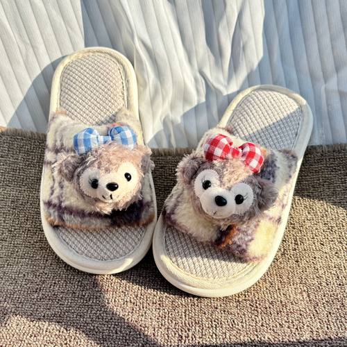 可爱雪莉弘女童亚麻拖鞋儿童2026新款春秋室内居家防滑地板亲子拖