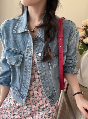 早春新款简约百搭休闲牛仔短外套