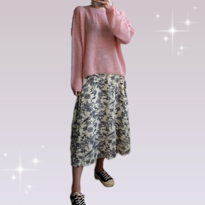 女神高腰复古风雪纺碎花半身裙