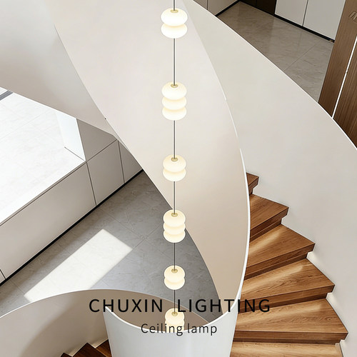 现代简约狭窄楼梯间飞碟吊灯创意个性一串多头复式楼别墅楼梯间灯