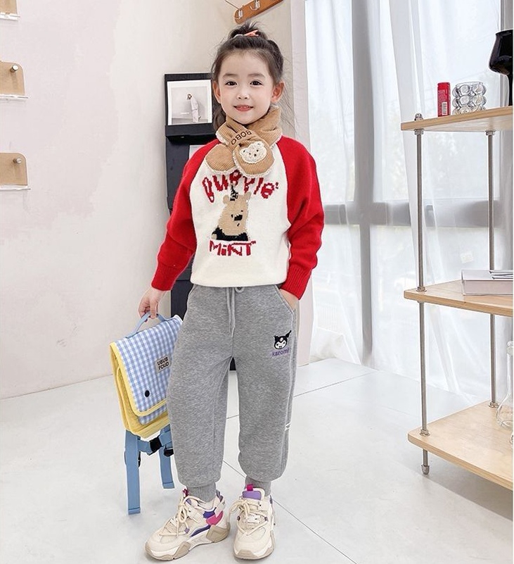 女童加绒裤子冬季一体绒加绒加厚运动裤中小童女宝宝洋气百搭卫裤