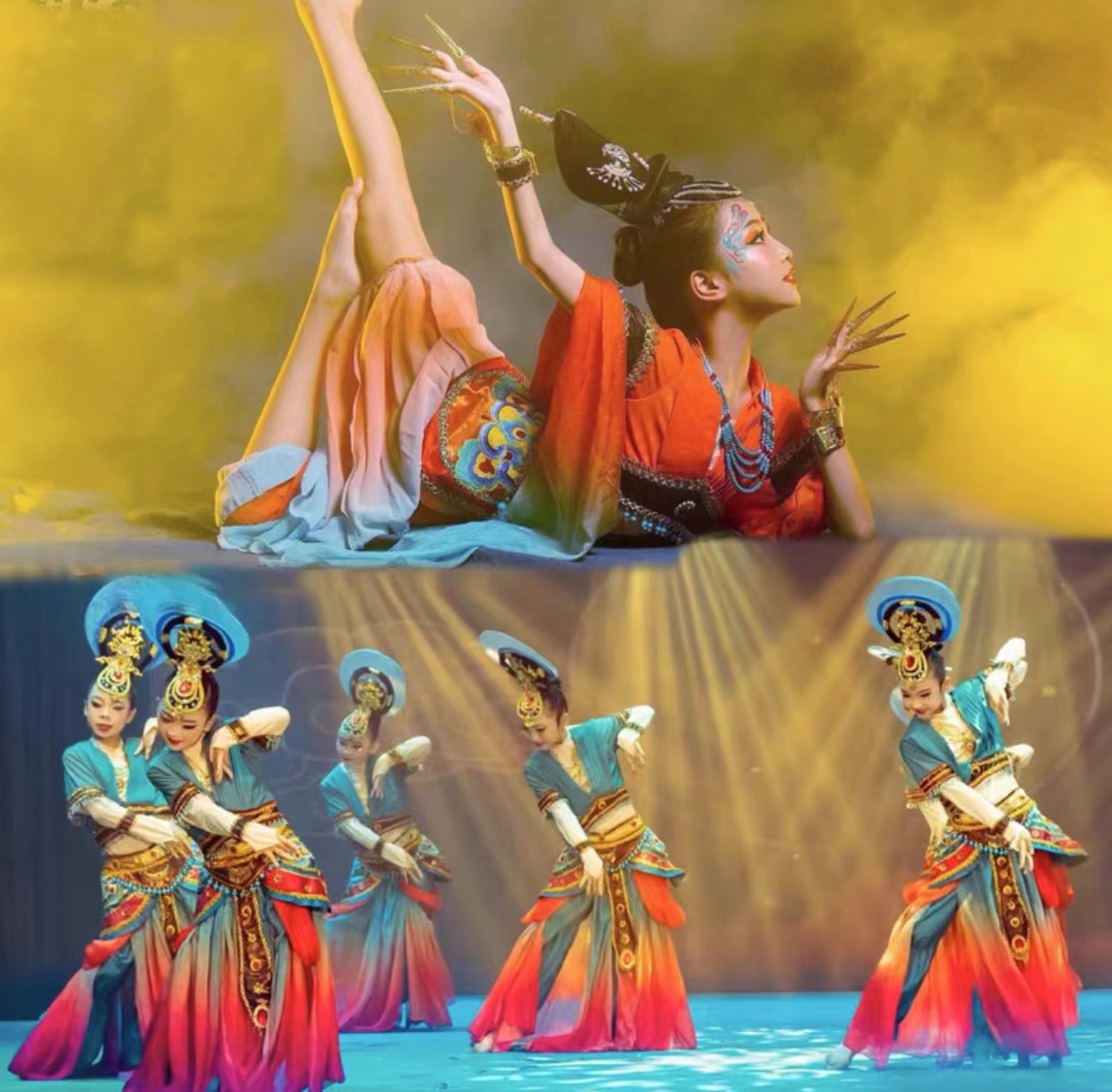 儿童飞天表演服丝路西域灯舞异域风情印度舞敦煌演出服反弹琵琶服