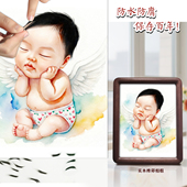 婴儿胎毛胎发纪念品手绘宝宝卡通画diy自制手工制作儿童成长礼物