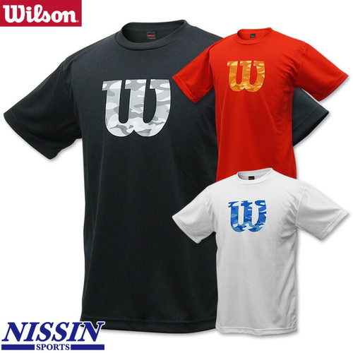 日本代购Wilson威尔胜男女短袖网球服训练服红色纯棉T恤比赛服