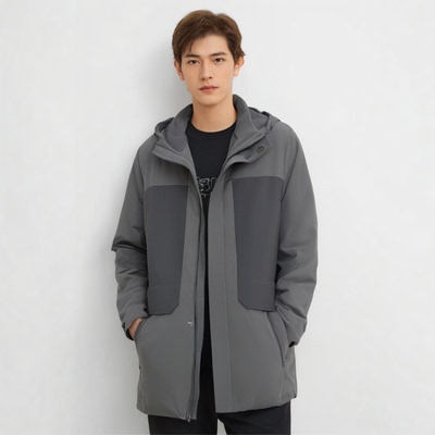 S244027F02爱登堡男装2024年冬装新款连帽白鸭绒羽绒服休闲服