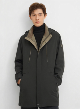 S244027F00爱登堡男装2024年冬装新款连帽白鸭绒羽绒服休闲服