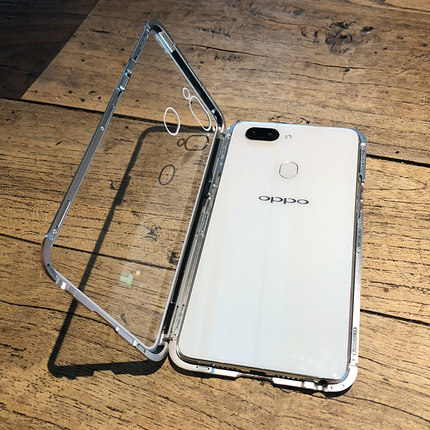 适用万磁王oppo A9手机壳A5保护套A7X透明玻璃A7吸磁金属边框外壳