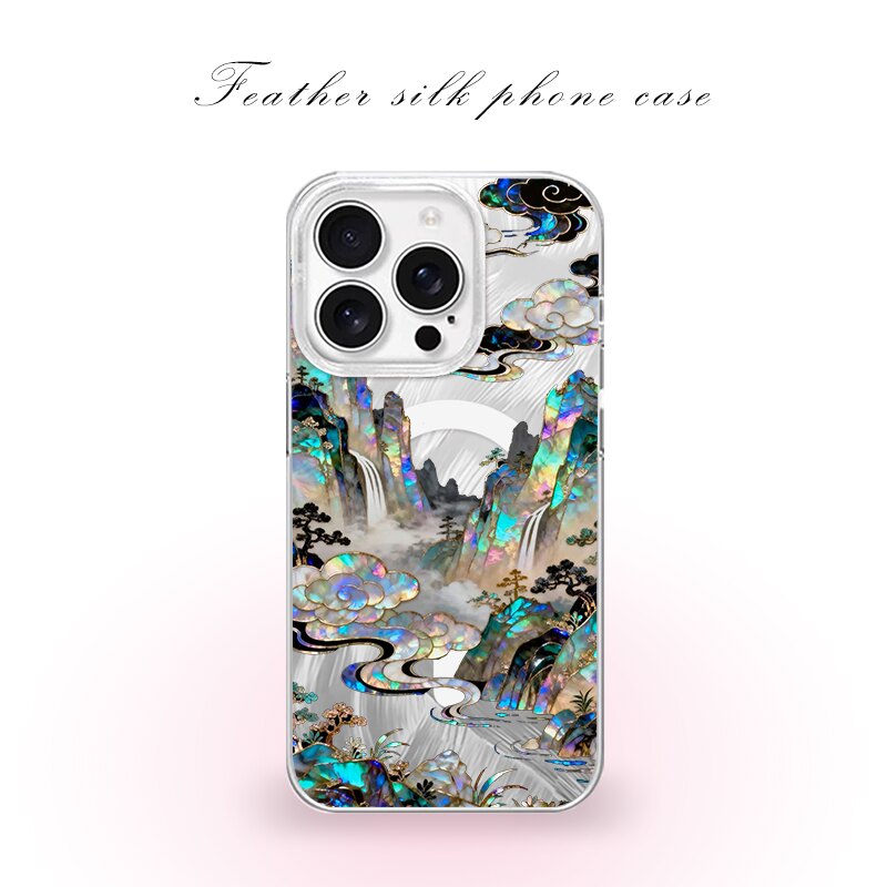 彩贝山水国风用于iPhone17pro/16promax手机壳华为mete80一加13磁吸vivoS30羽纱红米K80小米17OPPO