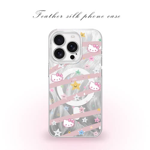 斜条HelloKitty用于iPhone17pro/16promax手机壳华为mete80一加13磁吸vivoS30羽纱红米K80小米17OPPO