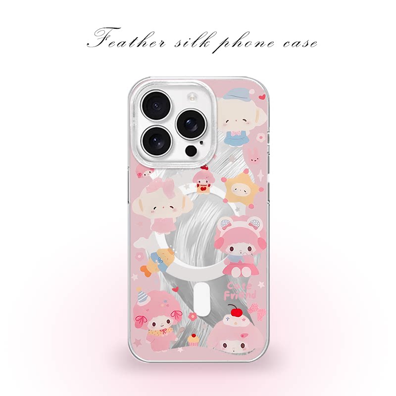 卡通粉色美乐蒂用于iPhone17pro/16promax手机壳华为mete80一加13磁吸vivoS30羽纱红米K80小米17OPPO