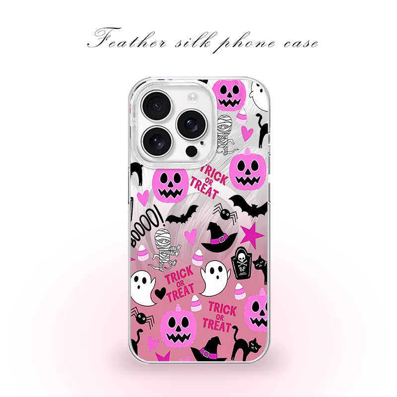 粉调万圣节贴纸适用于iPhone18promax/iPhone17pro手机壳华为mete80一加13磁吸vivoS30羽纱红米K80小米17OPPO