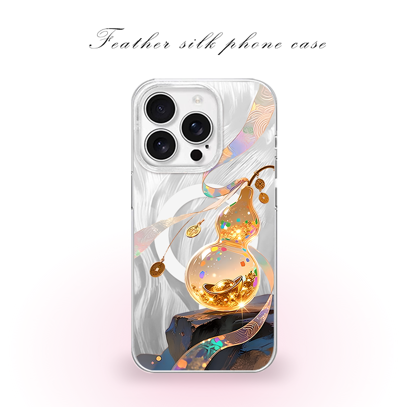 金元宝葫芦丝带用于iPhone17pro/16promax手机壳华为mete80一加13磁吸vivoS30羽纱红米K80小米17OPPO