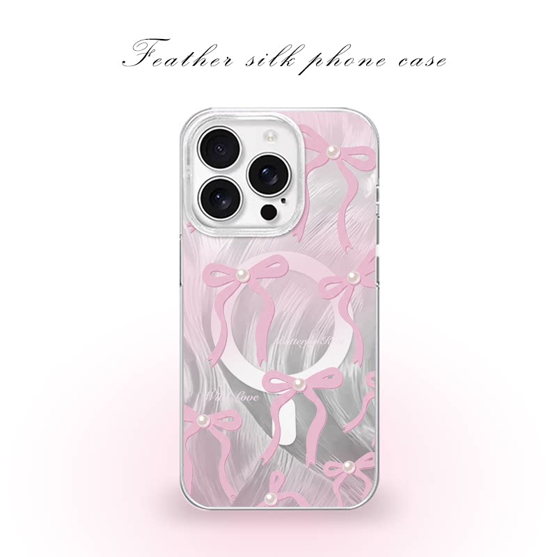 满屏珍珠丝带用于iPhone17pro/16promax手机壳华为mete80一加13磁吸vivoS30羽纱红米K80小米17OPPO