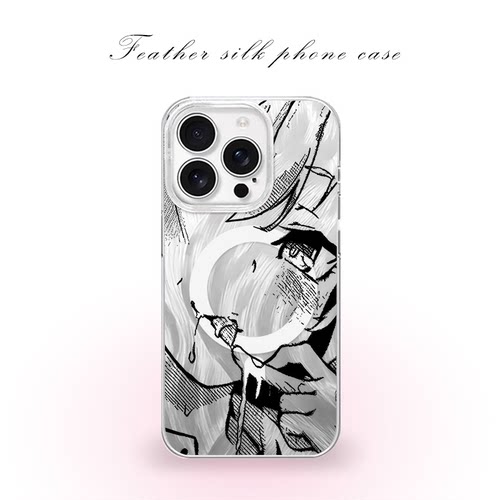 黑白漫画少女用于iPhone17pro/16promax手机壳华为mete80一加13磁吸vivoS30羽纱红米K80小米17OPPO