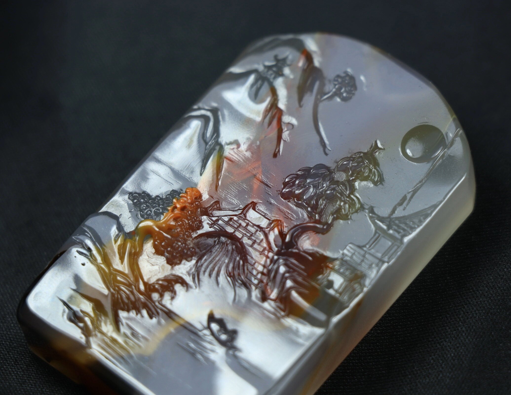 保山南红玛瑙稀有独特大牌型干掌山水牌原矿保山南红